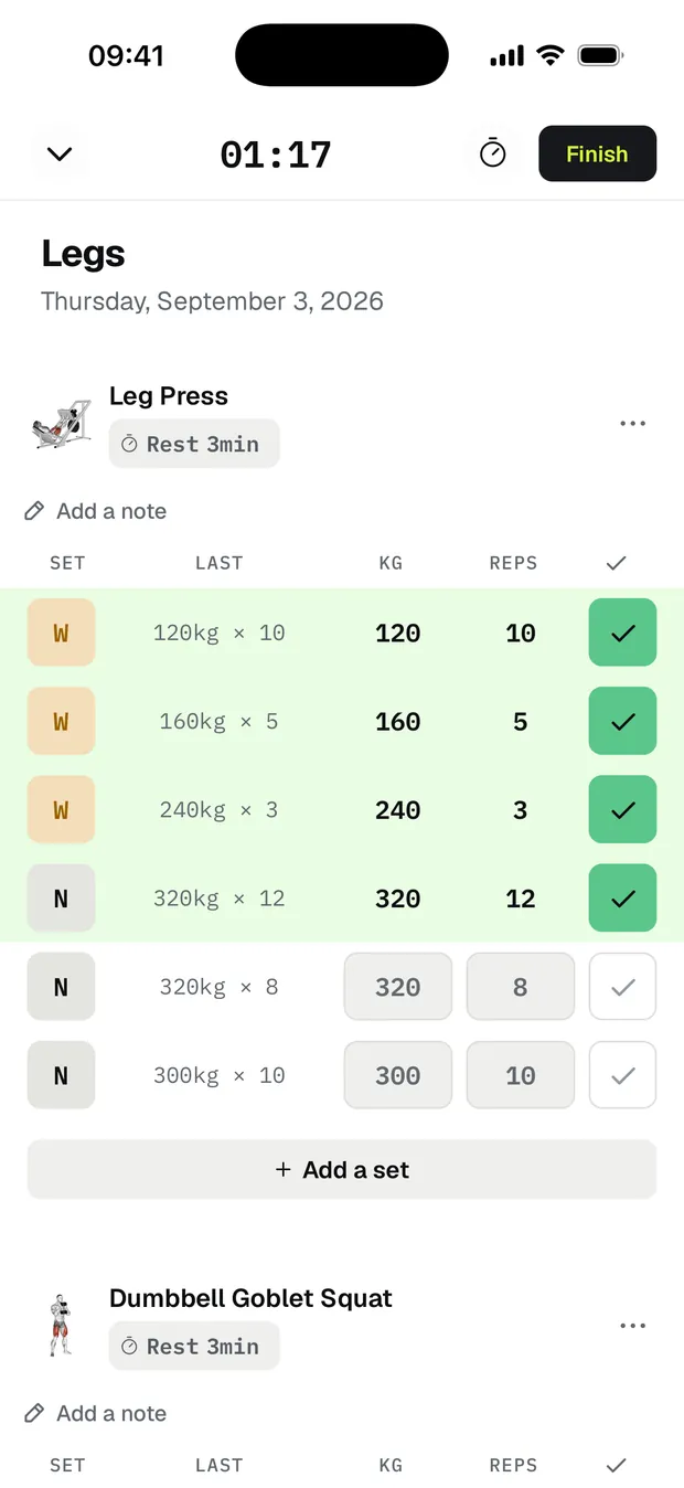 Musku screenshot: Log your sets without breaking your flow