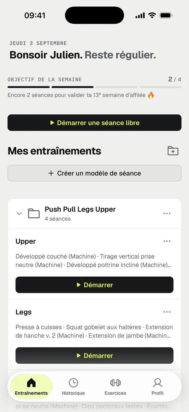 Capture d’écran de Musku : Tes séances, prêtes à démarrer